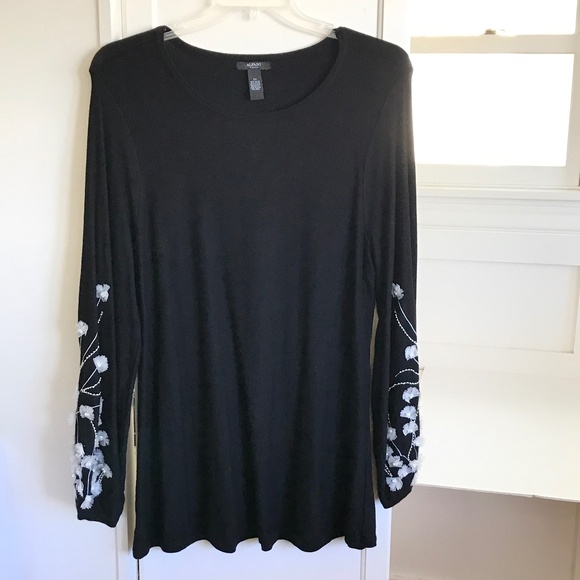 ALFANI Sweater Black with White Tulle Flowers Women’s 2X - Picture 1 of 16